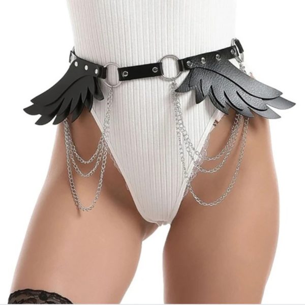 New European and American Leather Angel Wings Strap Set Women's Leather Products Chain Restraint Body Strap Shoulder Strap Belt Belt - Image 2