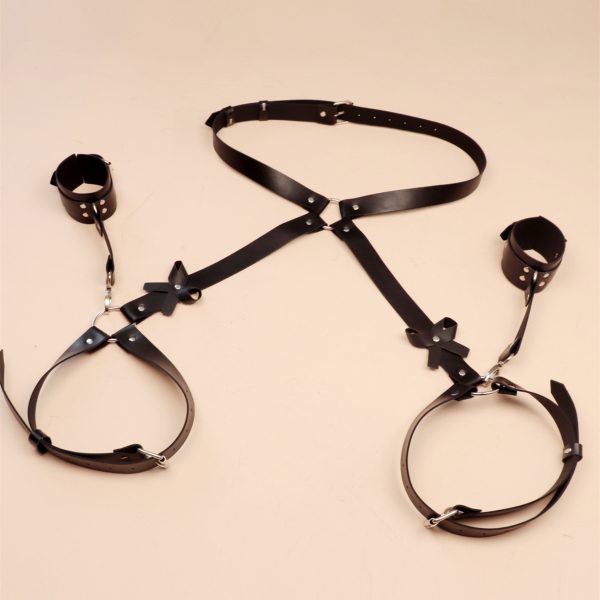 Women's sm wear hip cuff leather one-piece pants flirting passion sex props binding handcuffs belt - Image 2