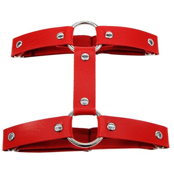 Punk Street nightclub Gothic Harajuku sexy hard girl super love leather round thigh ring foot ring double row Garter - Image 12