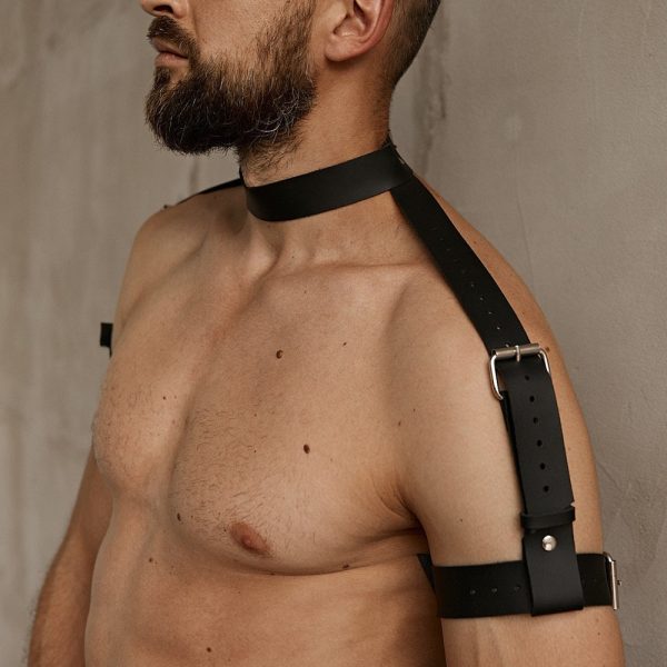 Sm men's sexy leather arm ring with neck set retro macho men's fun tools training props - Image 4