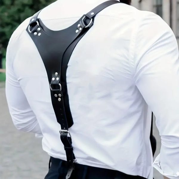 Men's adult leather supplies gentleman leather suspender suspenders SM sex toys props - Image 2