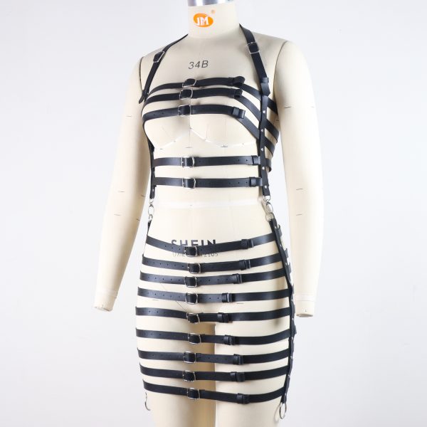Bundled Tight Body Strap suit dress Night Wear Leather Props Hollow Young Nightdress - Image 6