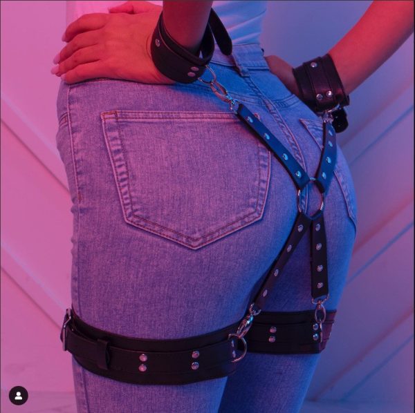 Nightclub seductive leather widened belt leg ring  sexy binding leather bracelet with leg ring all-matching accessories - Image 15