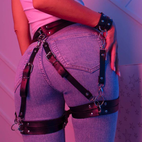Nightclub seductive leather widened belt leg ring  sexy binding leather bracelet with leg ring all-matching accessories - Image 18