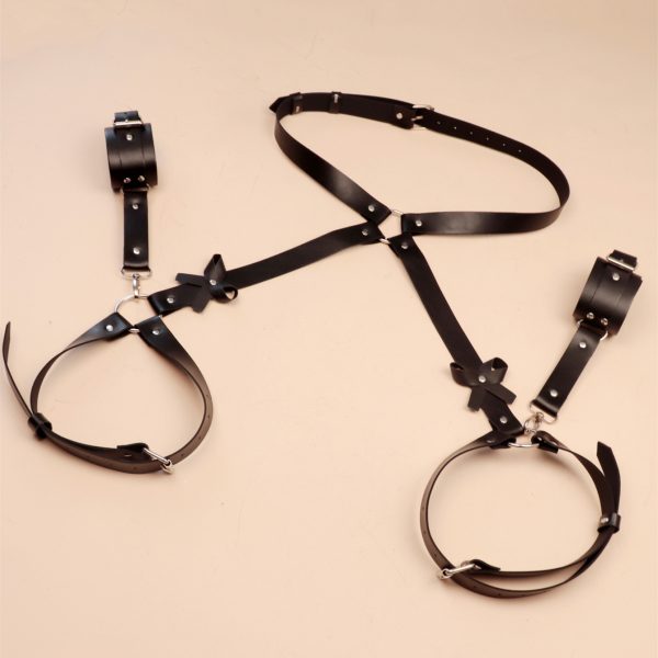 Women's sm wear hip cuff leather one-piece pants flirting passion sex props binding handcuffs belt - Image 3