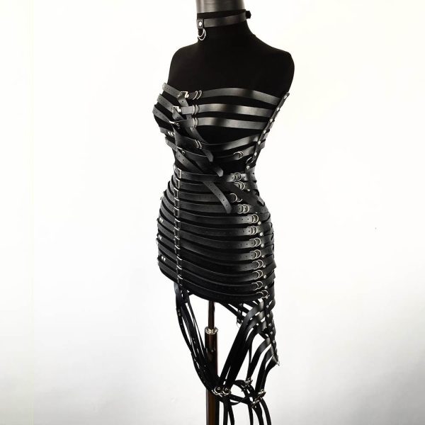 Bundled Tight Body Strap suit dress Night Wear Leather Props Hollow Young Nightdress - Image 2