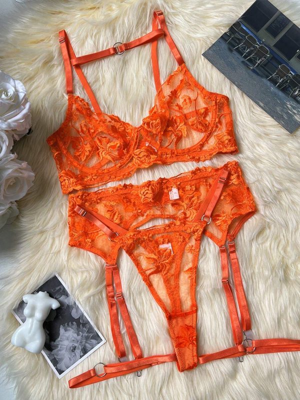 DIER 2024 European and American New Exquisite Embroider Three-point Sexy Mesh · Embroidered Perspective Suit - Image 6