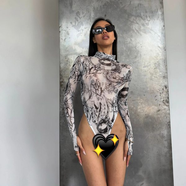 DIER Tie-dye Sexy Intimates Jumpsuit Tie-dye European and American Sexy Tight Outer Wear bodysuit Jumpsuit - Image 2
