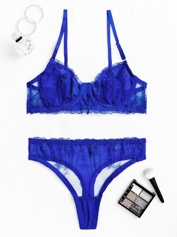 European and American Sexy Lace Embroidered Lace Intimates Mesh See-Through Pattern Intimates Sexy Suit - Image 7
