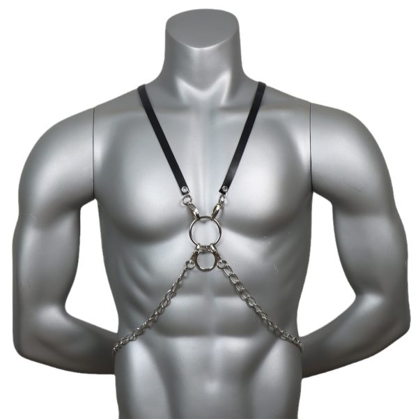 Adult sexy sm clothes men's leather strap chain accessories shoulder strap Joker fashion street shoot a generation of hair - Image 5
