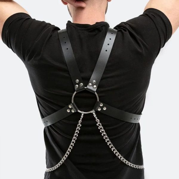Men's wear leather binding clothes bar party performance clothes sm binding adjustable strap binding belt - Image 4