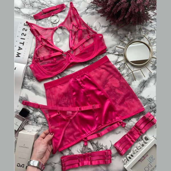 DIER European and American Foreign Trade Russia   Sexy Mesh Strap Sexy Mesh Underwear 6-piece Set - Image 10