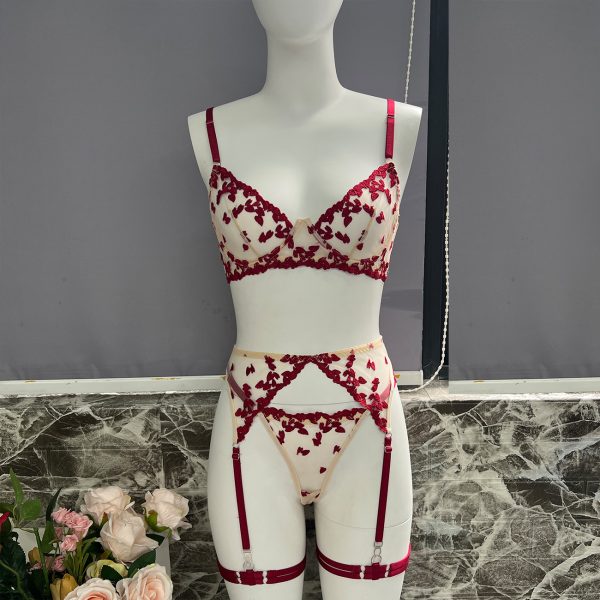 DIER European and American Heavy Industry Embroidery Stitching Strap Sexy Lingerie Sexy Underwear Kit - Image 7