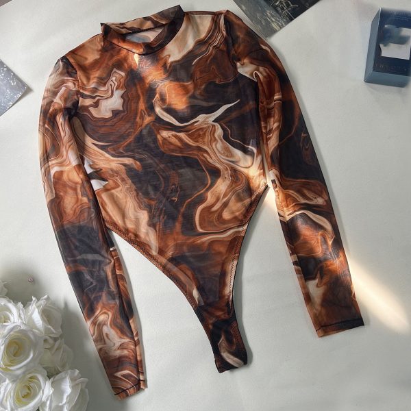 DIER Tie-dye Sexy Intimates Jumpsuit Tie-dye European and American Sexy Tight Outer Wear bodysuit Jumpsuit - Image 8