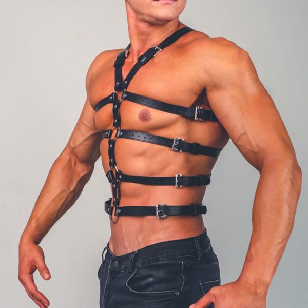 Men's arm shoulder multi-layer leather strap European and American performance clothing personality Net red leather shoulder strap arm strap - Image 6