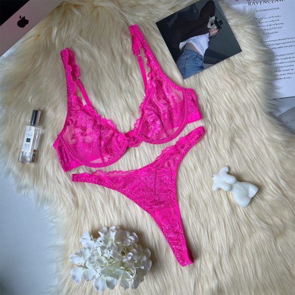 Europe and the United States foreign trade supply  new two-color lace sexy underwear with steel ring set underwear - Image 11