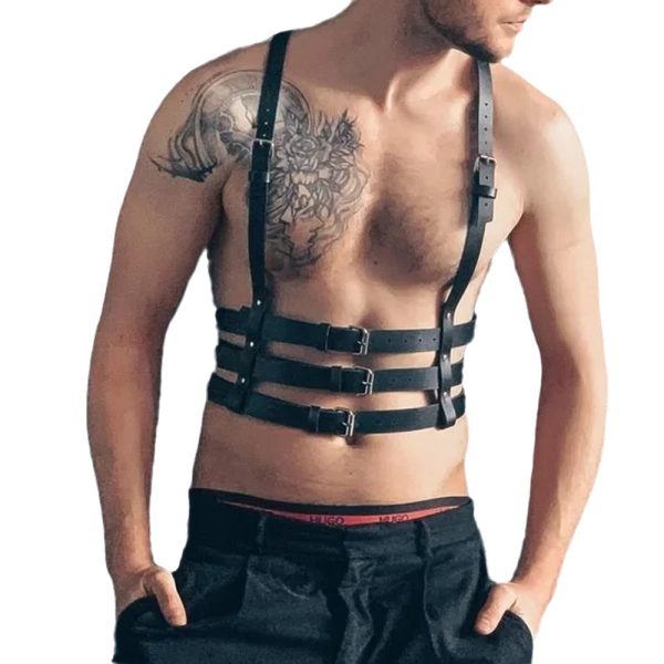 Adult Sex Supplies Men's Bondage Clothes SM Bundle Passion Sex Props Three Rows Adjustable Strap Spot - Image 2