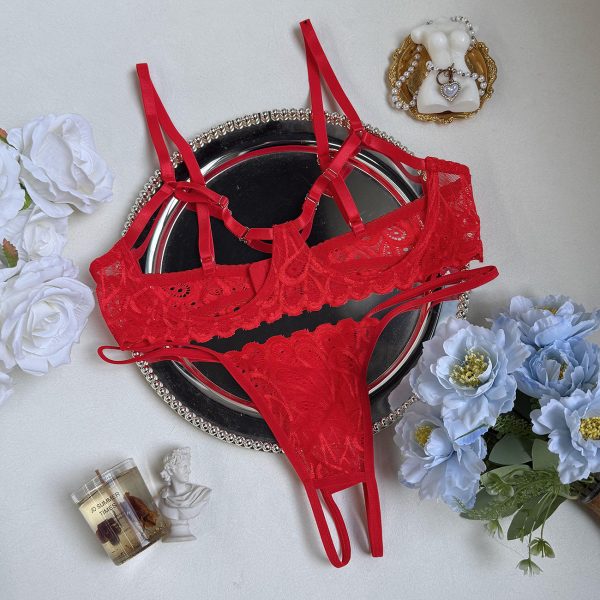 Dier Export Hot-Selling Lace Cut Out See-Through Temptation Sexy Comfortable Simple Push-Up Intimates Set - Image 6