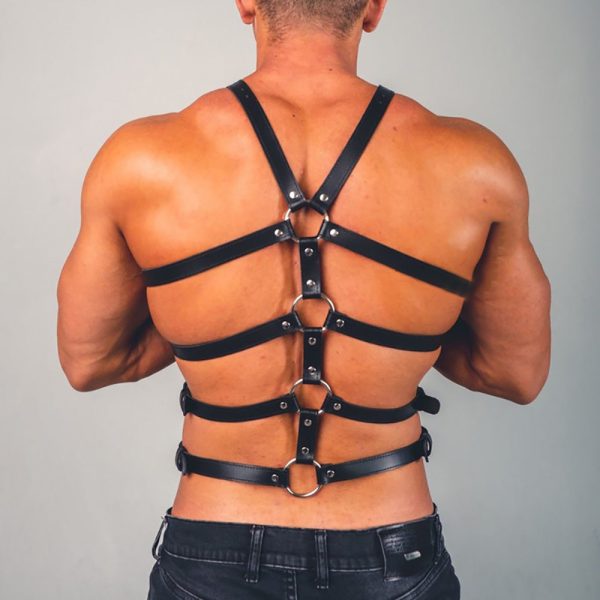 Men's arm shoulder multi-layer leather strap European and American performance clothing personality Net red leather shoulder strap arm strap - Image 4