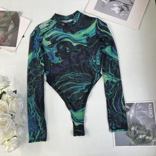 DIER Tie-dye Sexy Intimates Jumpsuit Tie-dye European and American Sexy Tight Outer Wear bodysuit Jumpsuit - Image 12