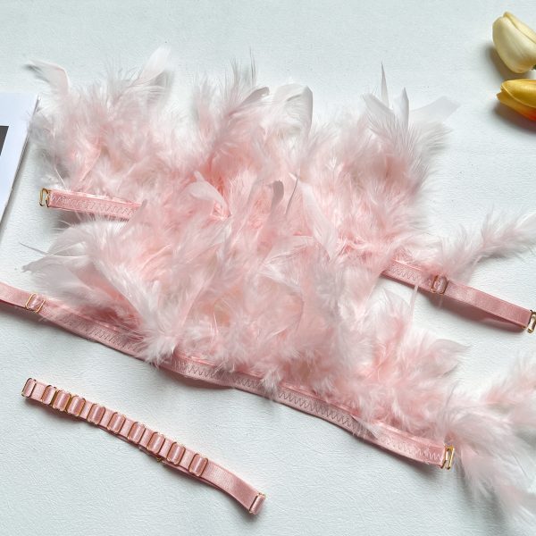 DIER high-end quality summer new feather foreign trade Women's lace eyelash stitching sexy underwear kit - Image 7