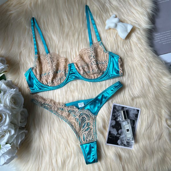 DIER new foreign trade color matching lace mesh sexy suit perspective sexy two-piece women - Image 6