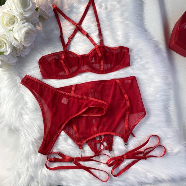 DIER fashion European and American strap hanging neck sexy lace suspenders underwear kit - Image 6