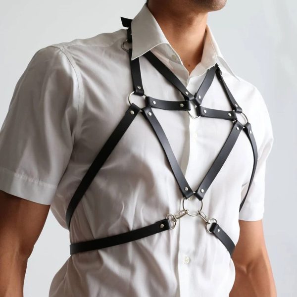 Men's sexy leather body strap SM fun binding sex tools stage wear props