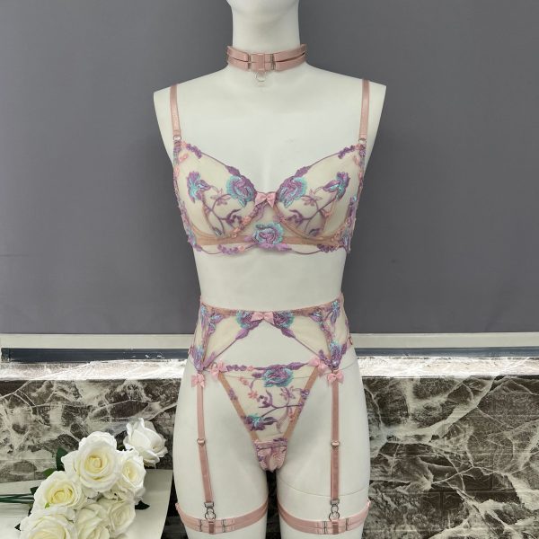 DIER European and American Heavy Industry Embroidery Stitching Strap Sexy Lingerie Sexy Underwear Kit - Image 7