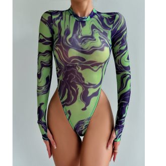 DIER Tie-dye Sexy Intimates Jumpsuit Tie-dye European and American Sexy Tight Outer Wear bodysuit Jumpsuit