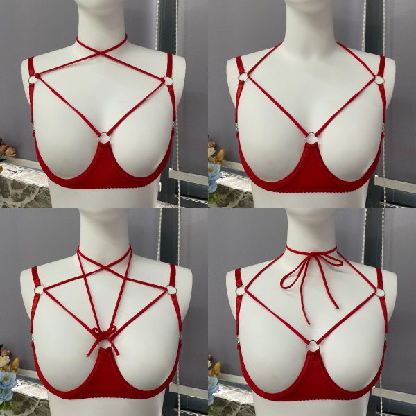 DIER  Fashion European and American Strap Cross Neck Sexy Mesh Overskirt Hollow Sexy Underwear Set - Image 8