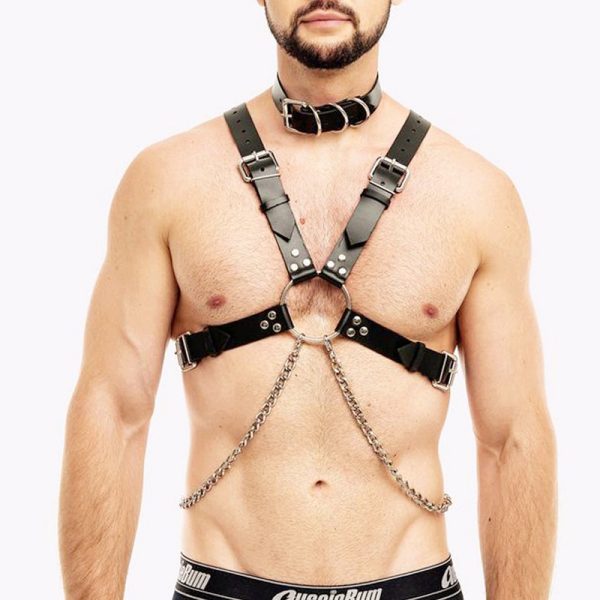 Men's wear leather binding clothes bar party performance clothes sm binding adjustable strap binding belt - Image 7