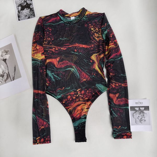 DIER Tie-dye Sexy Intimates Jumpsuit Tie-dye European and American Sexy Tight Outer Wear bodysuit Jumpsuit - Image 6
