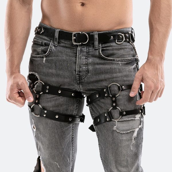 Hot sale  foreign trade belt accessories leg ring hanging pants leather pendant thigh strap men's and women's leather garter - Image 4