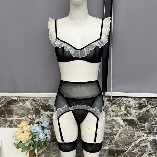 DIER European and American New Mesh Stitching Maid Cosplay Sexy Lingerie suit - Image 7