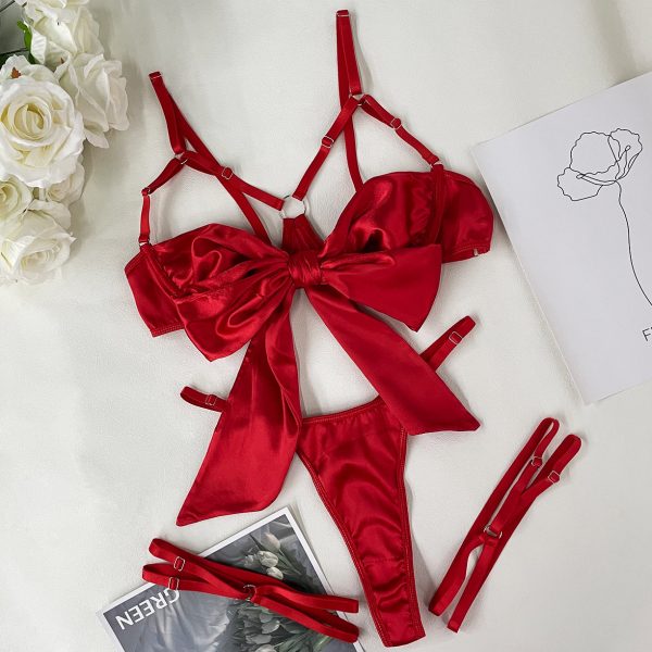 DIER Russian   Foreign Trade Hot Sexy Underwear Sexy Satin See-through Kit - Image 6