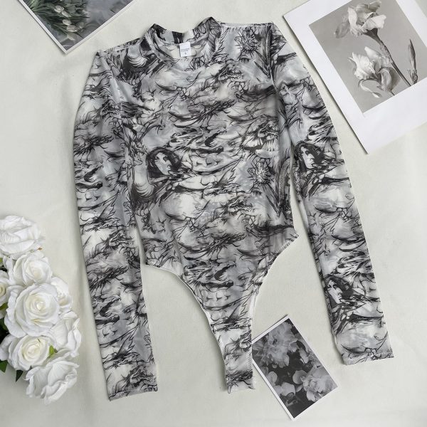 DIER Tie-dye Sexy Intimates Jumpsuit Tie-dye European and American Sexy Tight Outer Wear bodysuit Jumpsuit - Image 11