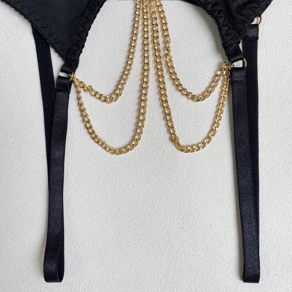 DIER European and American sexy lingerie sexy hollow metal chain decorative sling two-piece lingerie - Image 5