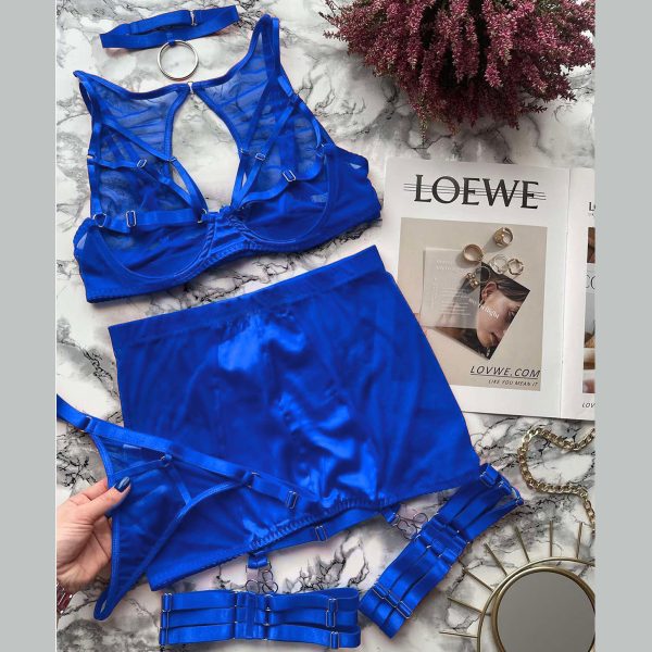 DIER European and American Foreign Trade Russia   Sexy Mesh Strap Sexy Mesh Underwear 6-piece Set - Image 9