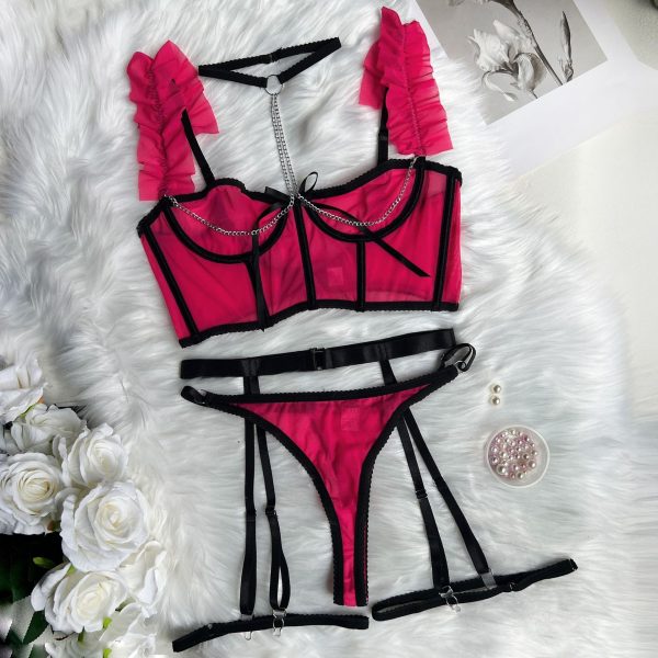 DIER European and American Cute Naughty Outfit See-through Skirt Mesh Intimates Sexy Bra Outer Vest - Image 7