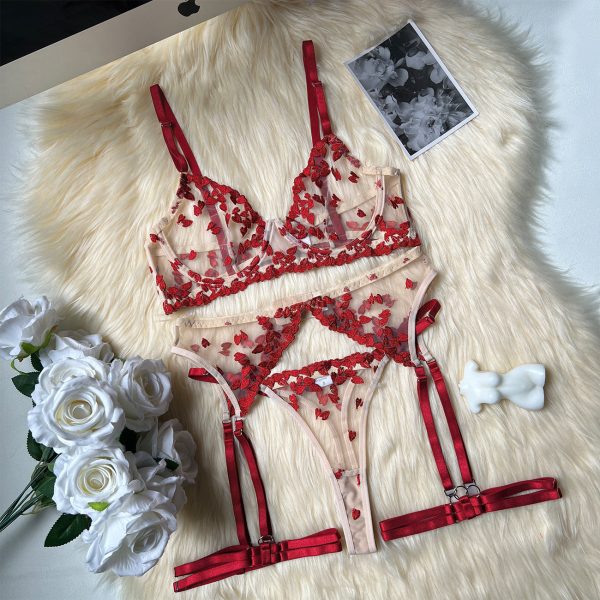 DIER European and American Heavy Industry Embroidery Stitching Strap Sexy Lingerie Sexy Underwear Kit - Image 6