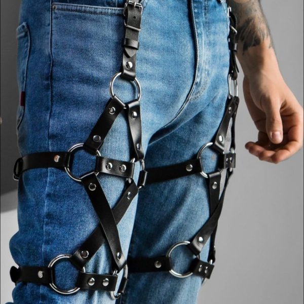 Hot sale  foreign trade belt accessories leg ring hanging pants leather pendant thigh strap men's and women's leather garter - Image 11