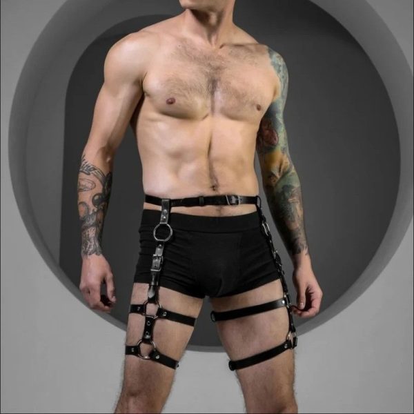 Hot sale  foreign trade belt accessories leg ring hanging pants leather pendant thigh strap men's and women's leather garter - Image 16