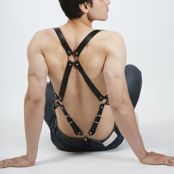 Foreign trade supplier trendy men's belt body constraint shoulder strap binding dark series smsexy leather binding belt - Image 4