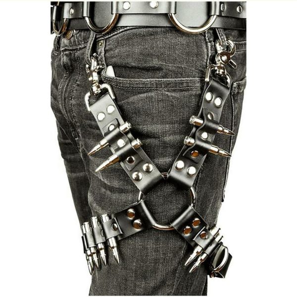 Hot sale  foreign trade belt accessories leg ring hanging pants leather pendant thigh strap men's and women's leather garter - Image 9