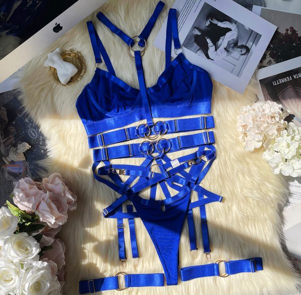 DIER European and American Sexy Bundled Heavy Industry Straps Halter Gathering Sexy Intimates Set - Image 8