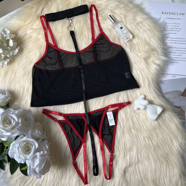 DEIR European and American Sexy Open File Panties Strap Intimates Mesh Intimates Set Sexy Kit - Image 7