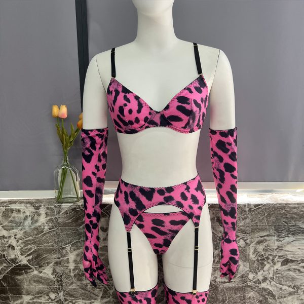 DIE European and American Ins Leopard Print Lingerie Piece Set New Tie-Dye Sexy Lingerie Sexy Kit - Image 7