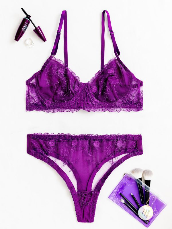 European and American Sexy Lace Embroidered Lace Intimates Mesh See-Through Pattern Intimates Sexy Suit - Image 8