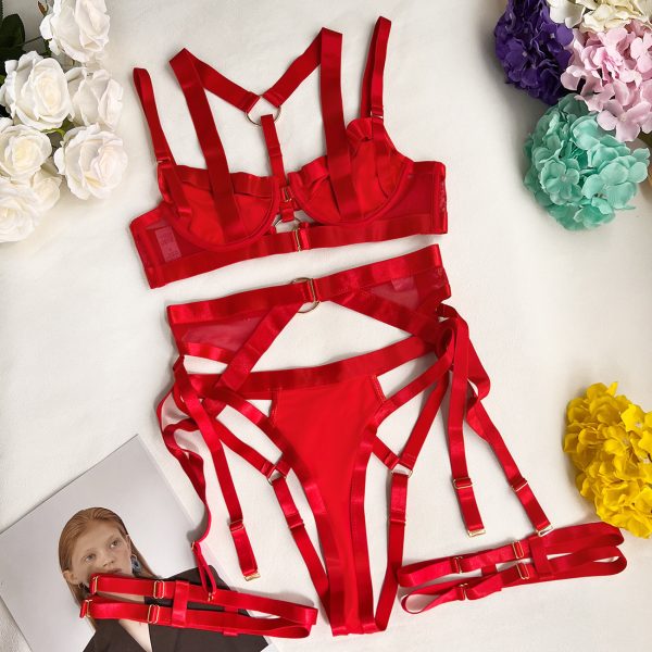 new gathered steel ring mesh garter belt sexy body shaping sexy lingerie multi-piece set - Image 6